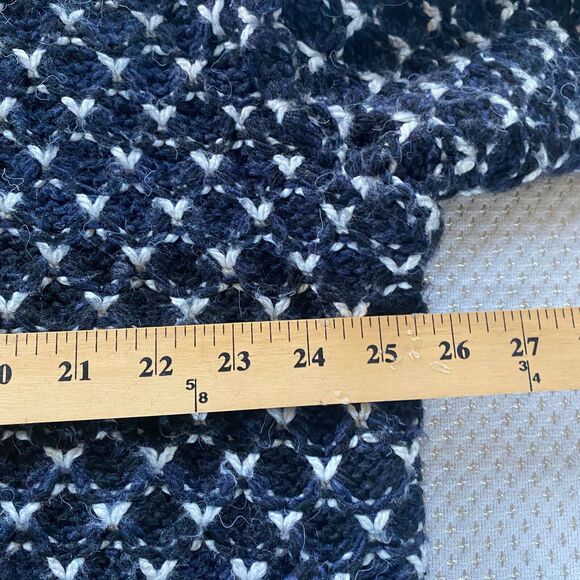 Zara Sweater CoatIigan Blue White Oversized Jacquard Fringe Open Duster boho - Picture 11 of 12